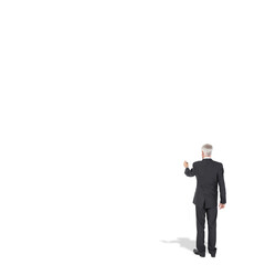 Poster - Digital png illustration of caucasian businessman touching virtual screen on transparent background