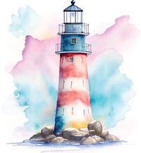 Watercolor Lighthouse Design Vector Illustration