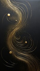 Wall Mural - Abstract background with gold lines and circles. Generative AI