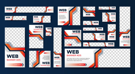 Poster - set of business web banners template design with image space. vector