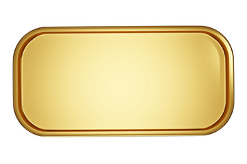 3d illustration. Gold rcangle button with frame .