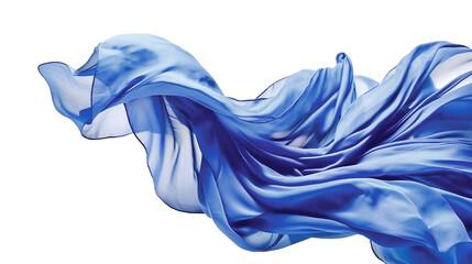 Wall Mural - Blue fabric flying in the wind isolated on white background Generative ai