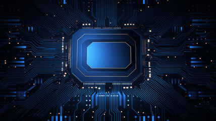 Poster - chip processor speed technology background. AI Generated