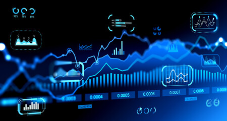 Poster - Forex diagrams and stock market data with lines and chart dynamics