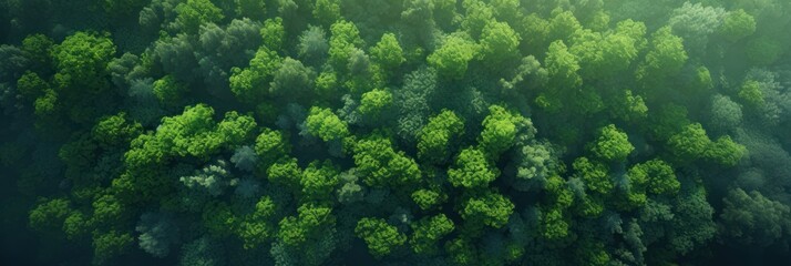 Wall Mural - Sun shining through the trees banner and wallpaper background. Generative AI