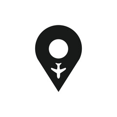 Poster - Illustration of a location mark icon with a plane.  Vcetor illustration of travel icon. Trip, travel, holiday vector icon