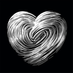 Poster - knitted black and white vector heart