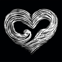 Wall Mural - knitted black and white vector heart