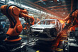 Leinwandbild Motiv Robotic assembly line in an automotive factory