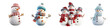 © HappyTime 17 - Set of snowman , Christmas and New Year decoration ,, isolated transparent background, PNG ,Generative ai