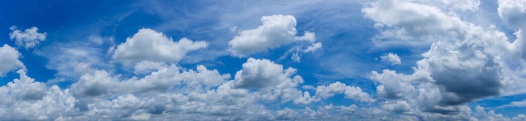 Wall Mural - Panorama blue sky with tiny clouds.