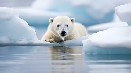 Wall Mural - a polar bear in water