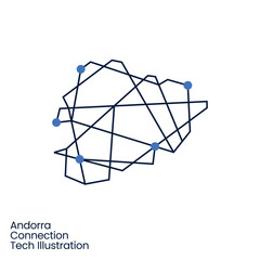 Sticker - Andorra Connection Tech Technology Geometric Polygonal Logo Vector Icon Illustration