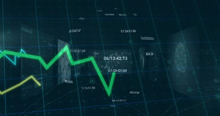 Poster - Animation of graphs with changing numbers over multiple medical interface on black background
