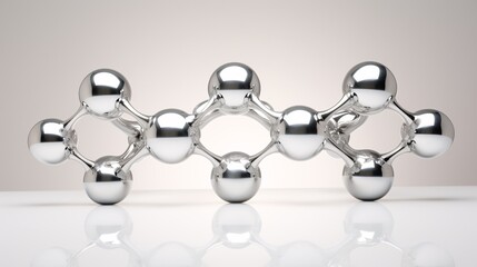 Wall Mural - molecule model from metal on a white background. chemistry science concept.