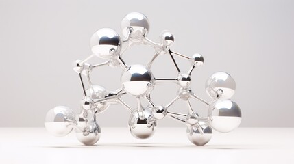 Wall Mural - molecule model from metal on a white background. chemistry science concept.