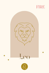 Canvas Print - Zodiac Fire Leo. Vector Illustration of Celestial Symbol. Astrology and Future Prediction. Horoscope Sign.