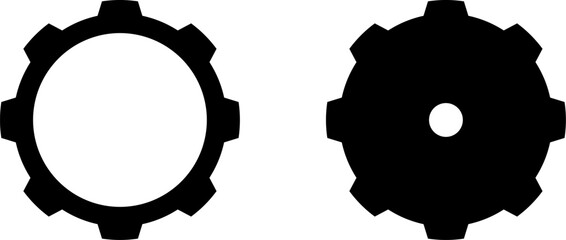 Poster - Black and White Flat Gear Wheel or Cogwheel Industrial Machinery Technology Factory and Engine Symbol Icon Set. Vector Image.