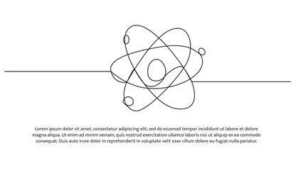Atom molecule one continuous line design. Decorative elements drawn on a white background.