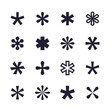 asterisks icons set, vector geometric shapes on white