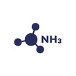Ammonia, NH3 molecule icon on white
