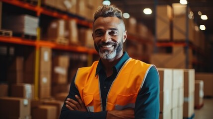 Aufkleber - Black man employee working at warehouse storage, male worker checks the equipment part on the storage shelf.