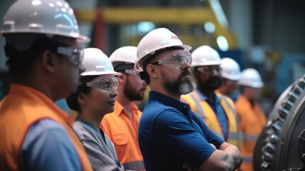 Aufkleber - Side view engineer team full skill quality for maintenance at Heavy Industry Manufacturing Factory.