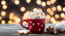 Cup Of Hot Chocolate And Christmas Cookies Generative AI