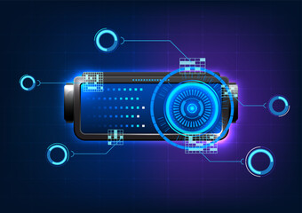 Poster - Virtual Reality technology, VR glasses combined with the technology circle that loads data into metaverse is a technology that creates a virtual environment that is also used to communicate entertain