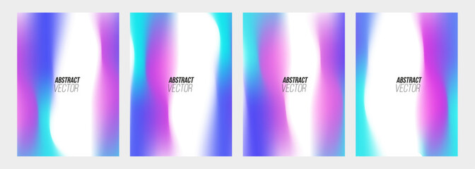 Fototapete - Set of vibrant abstract backgrounds with white, blue and pink color gradients for creative graphic design. Vector illustration.