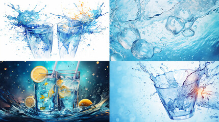 Canvas Print - water splash on blue