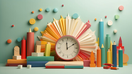 Fototapete - background back to school bright modern 3d.
