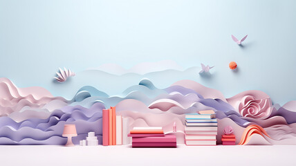 Fototapete - background back to school bright modern 3d.
