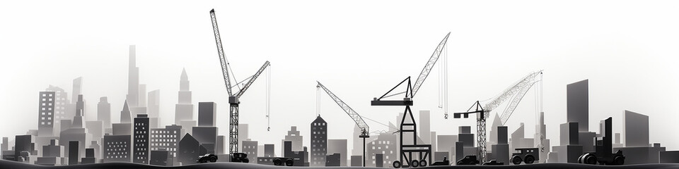 construction works a number of black equipment on a white background reconstruction of the site concept.
