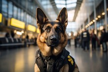 German Shepherd Service And Police Duties At The Airport. AI
