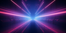 Tunnel Abstrakt Und Futuristisch Als Hintergrund In Leuchtenden Neon Farben Für Webdesign Und Drucksachen Als Vorlage, Ai Generativ