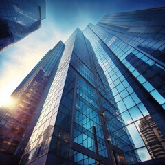 Looking up at the modern business building