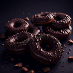 Wall Mural - chocolate donuts created with Generative AI technology