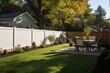 White Plastic Fence Backyard Protection. AI