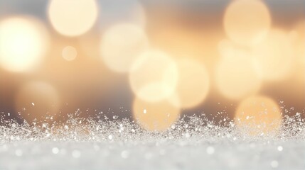 Wall Mural - Winter Christmas Snow Fall Bokeh Lights Snowflakes Pastel Colour Background