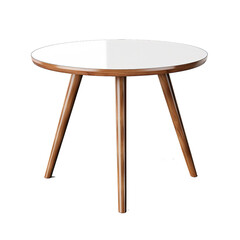 Aufkleber - Round coffee table with wooden legs on a white background.
