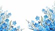 Blue Forget me not flowers watercolor background. Forget-me-nots. Summer flowers Scorpion Grass, Myosotis. AI illustration. For packaging, textile, web pages, wedding invitations, greeting cards..