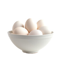 bowl of white eggs isolated on transparent background