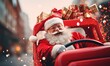 © Patrick - Speed driving santa claus going to deliver christmas present in rush