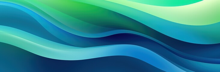 Wall Mural - Abstract green and blue waves and lines bright background llustration wallpaper for presentation brochure, booklet, poster or disqount voucher Generative AI