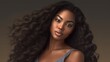 © Neural Pixels - Beautiful ebony african model woman with long hairstyle. Care and beauty hair products.