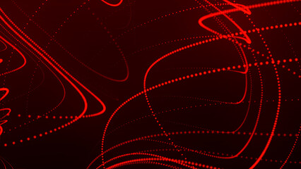 Poster - Dynamic wave of glowing particles. Data flow information. Concept of digital communication. Technology or Science Banner. Big data visualization. 3D rendering.