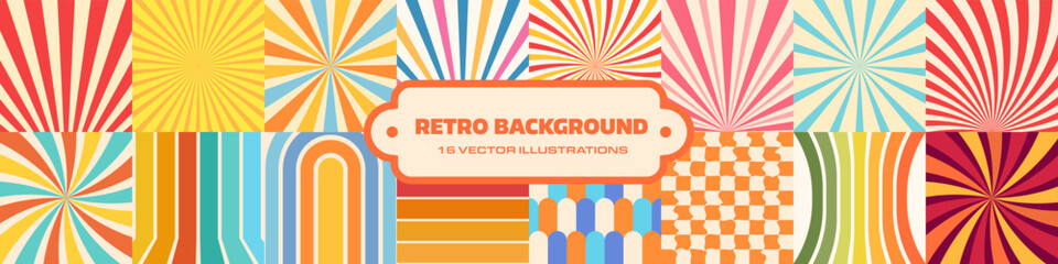 Retro background. Vintage background set. Retro pattern collection.