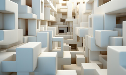 Wall Mural - white abstract geometric form in a background.
