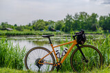 Fototapeta Na ścianę - Gravel bicycle in the city park on the spring season